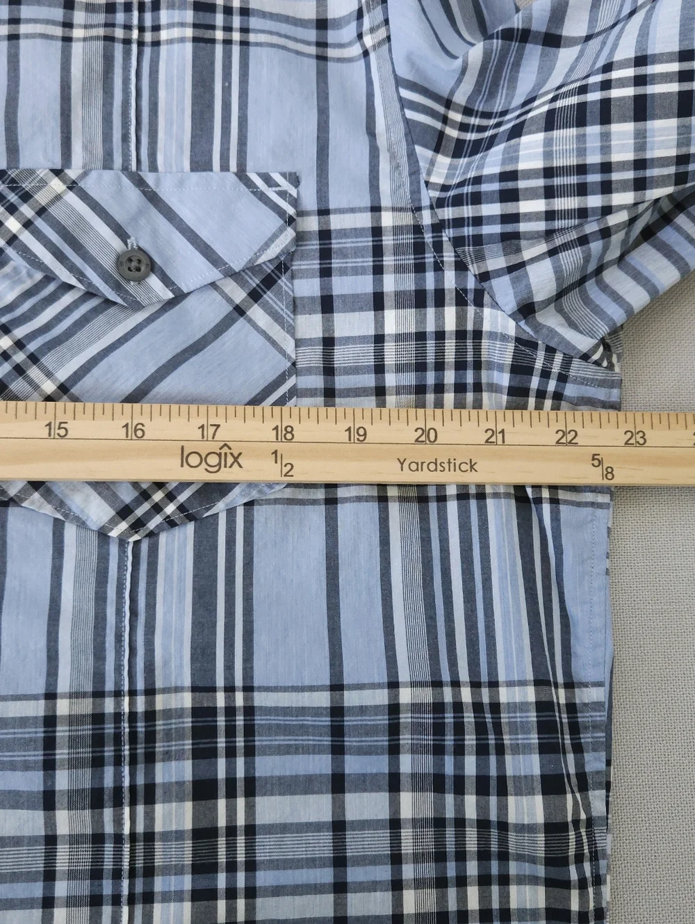 Banana Republic Men's Blue Plaid Stretch Cotton Button Down Shirt Large Old Mone